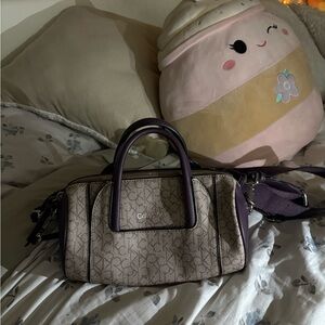 Calvin Klein Tan and Purple Satchel